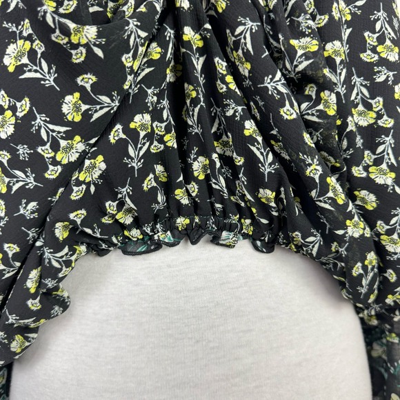 Free People Black Rose Valley Floral Off The Shoulder Cottagecore Peasant Blouse - Picture 10 of 14